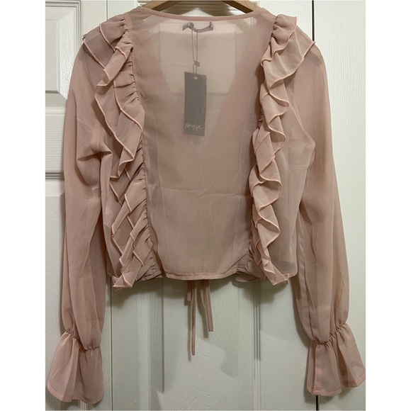 Nasty Gal Ruffle Chiffon Tie Front Blouse - Picture 11 of 15